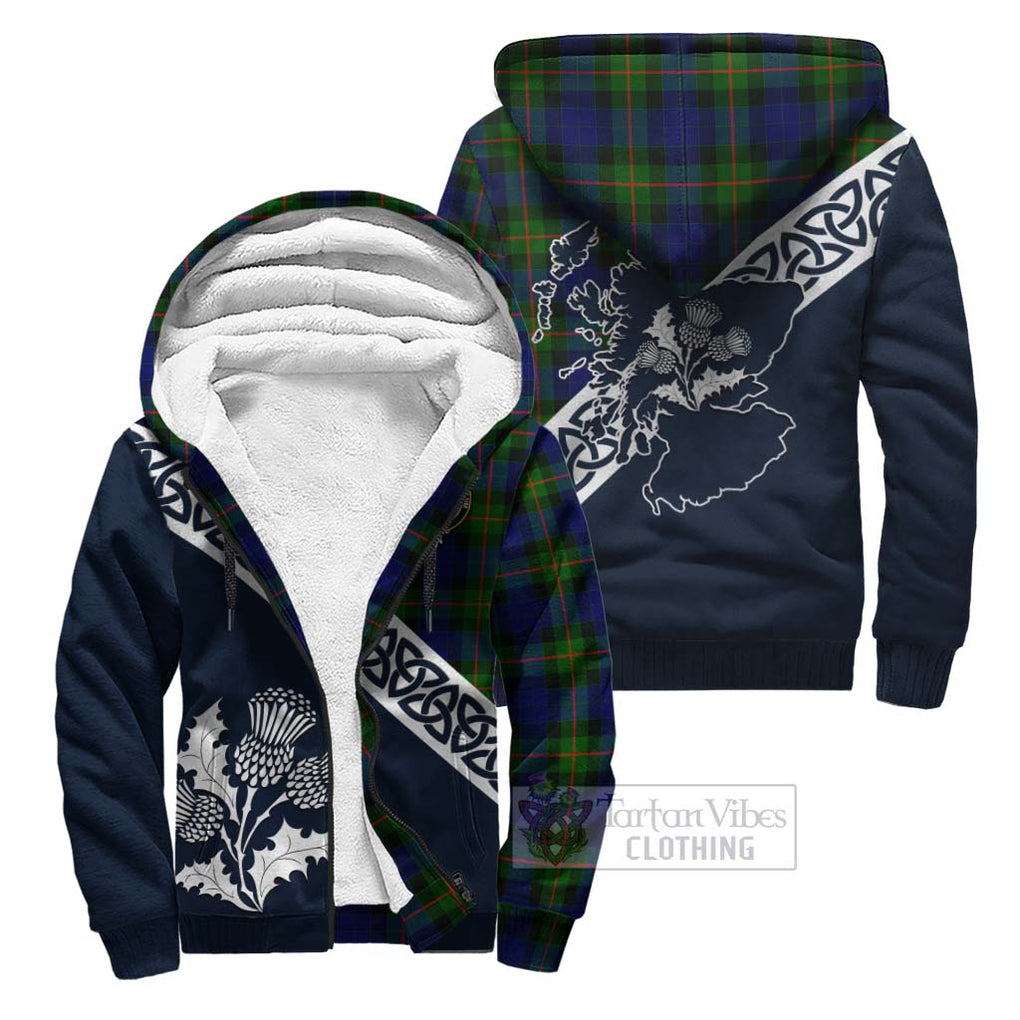 Jamieson Tartan Sherpa Hoodie Featuring Thistle and Scotland Map Unisex - Tartan Vibes Clothing