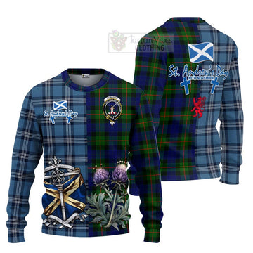 Jamieson Tartan Knitted Sweater Happy St. Andrew's Day Half Tartan Style Unisex - Tartan Vibes Clothing
