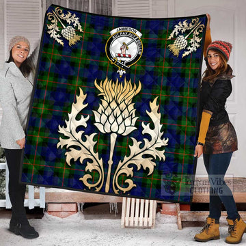 Tartan Vibes Clothing Jamieson Tartan Quilt with Family Crest and Golden Thistle Style