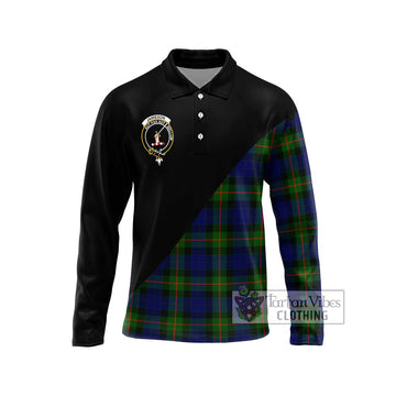 Jamieson Tartan Long Sleeve Polo Shirt with Family Crest and Military Logo Style Unisex - Tartan Vibes Clothing