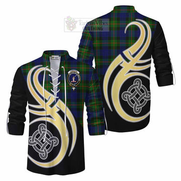 Jamieson Tartan Ghillie Kilt Shirt with Family Crest and Celtic Symbol Style Men - Tartan Vibes Clothing