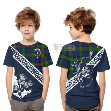 Jamieson Tartan Kid T-Shirt Featuring Thistle and Scotland Map Youth XL Size14 - Tartan Vibes Clothing