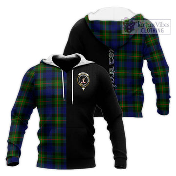 Jamieson Tartan Knitted Hoodie with Family Crest and Half Of Me Style Unisex Knitted Pullover Hoodie - Tartan Vibes Clothing