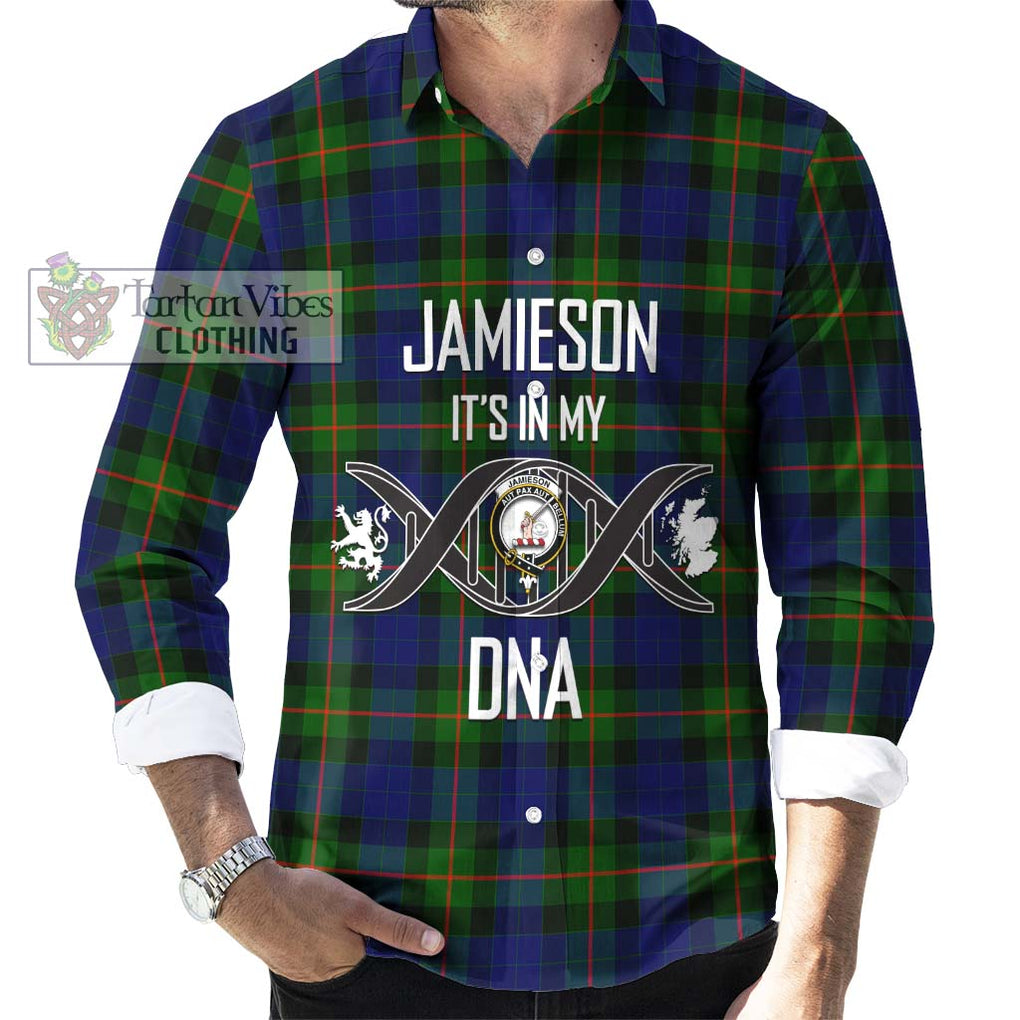 Jamieson Tartan Long Sleeve Button Shirt with Family Crest DNA In Me Style Men's Shirt S - Tartanvibesclothing Shop