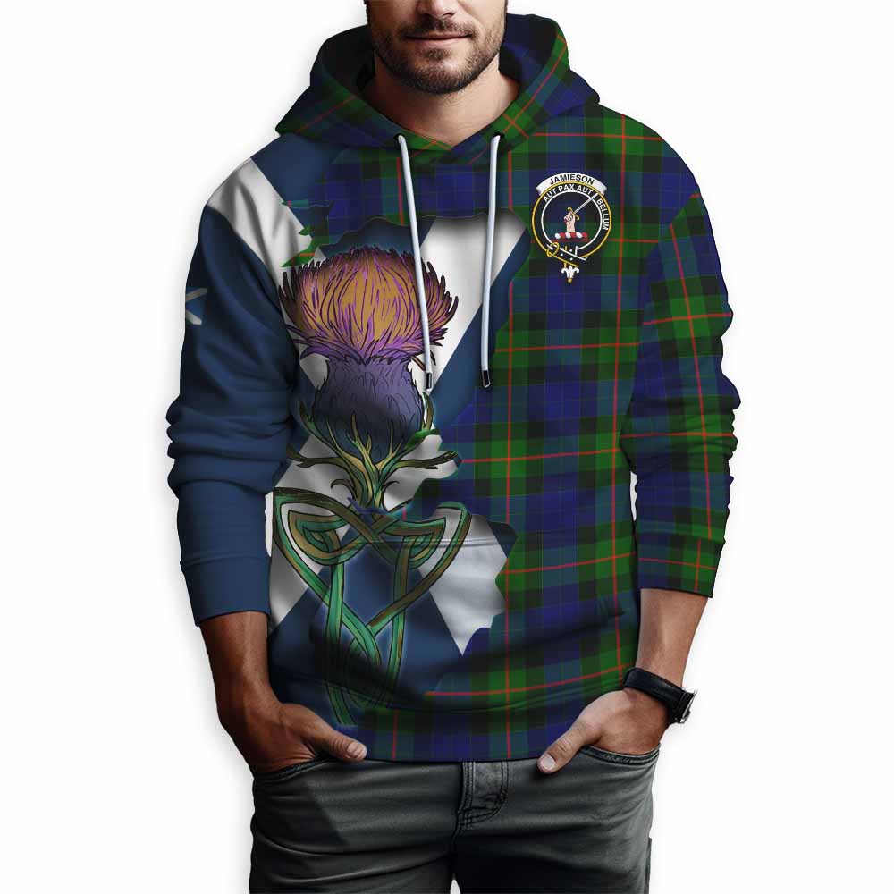 Jamieson Tartan Family Crest Hoodie Scottish Thistle Celtic Inspired Pullover Hoodie - Tartan Vibes Clothing