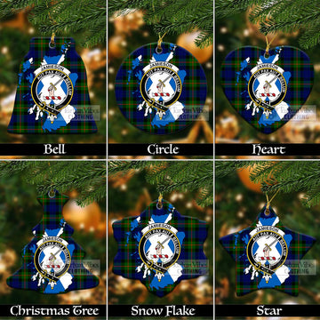 Jamieson Tartan Christmas Ceramic Ornaments with Family Crest and Scotland Map Ceramic - Tartan Vibes Clothing