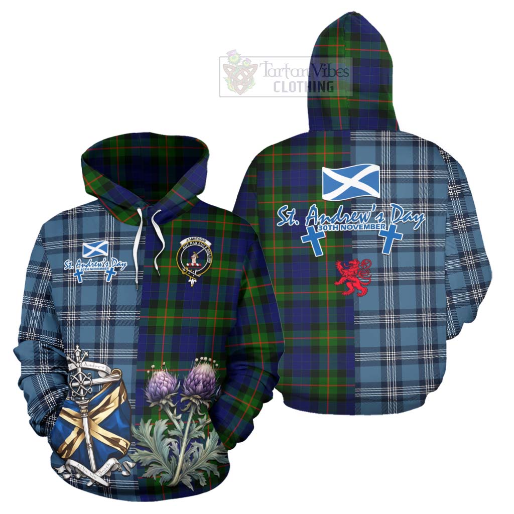 Jamieson Tartan Hoodie Happy St. Andrew's Day Half Tartan Style Zip Hoodie - Tartan Vibes Clothing