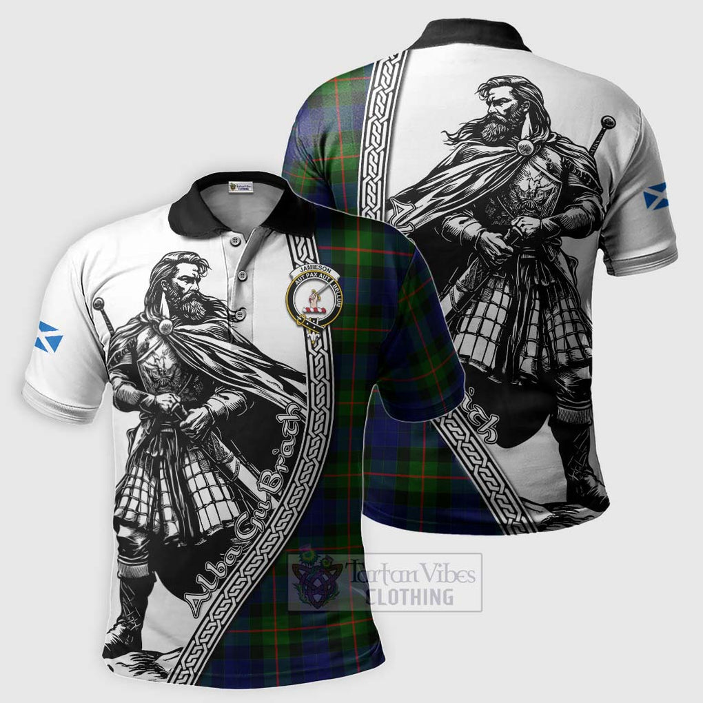 Jamieson Tartan Clan Crest Polo Shirt with Highlander Warrior Celtic Style Kid - Tartan Vibes Clothing