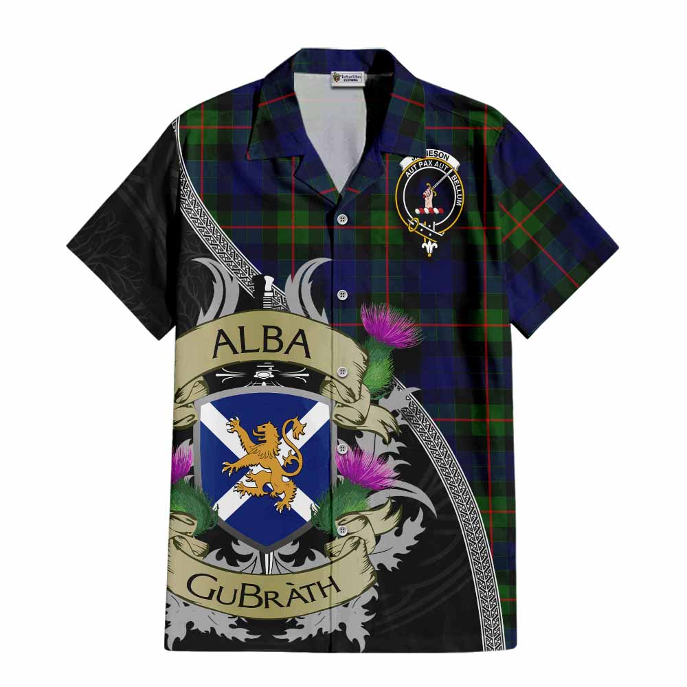 Jamieson Tartan Family Crest Hawaiian Shirt Lion Rampant Royal Thistle Shield Celtic Inspired Kid - Tartan Vibes Clothing