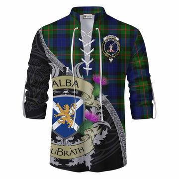 Jamieson Tartan Family Crest Ghillie Kilt Shirt Lion Rampant Royal Thistle Shield Celtic Inspired Men - Tartan Vibes Clothing