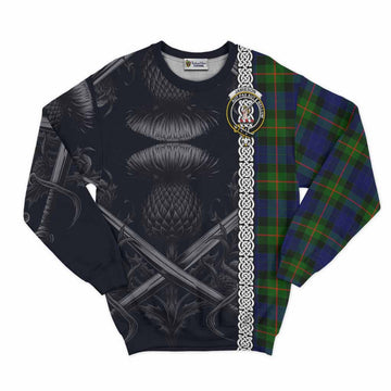 Jamieson Tartan Sweatshirt with Family Crest Cross Sword Thistle Celtic Vibes Unisex - Tartan Vibes Clothing