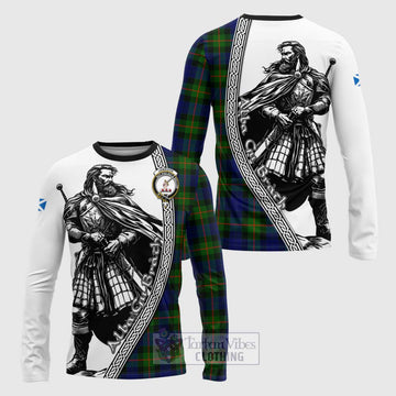 Jamieson Tartan Clan Crest Long Sleeve T-Shirt with Highlander Warrior Celtic Style Unisex - Tartan Vibes Clothing