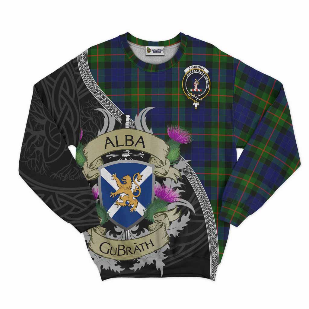 Jamieson Tartan Family Crest Sweatshirt Lion Rampant Royal Thistle Shield Celtic Inspired Unisex - Tartan Vibes Clothing