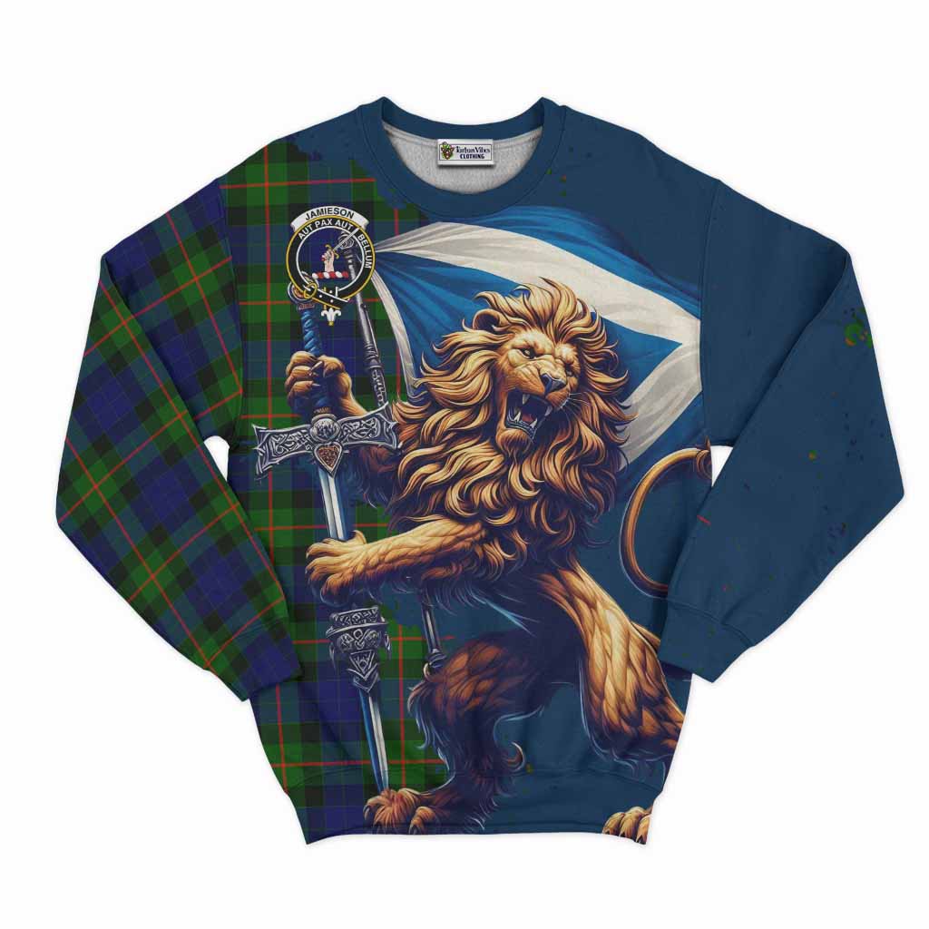 Jamieson Tartan Family Crest Sweatshirt with Scottish Majestic Lion Unisex - Tartan Vibes Clothing