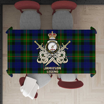 Jamieson Tartan Tablecloth with Clan Crest and the Golden Sword of Courageous Legacy - Tartan Vibes Clothing