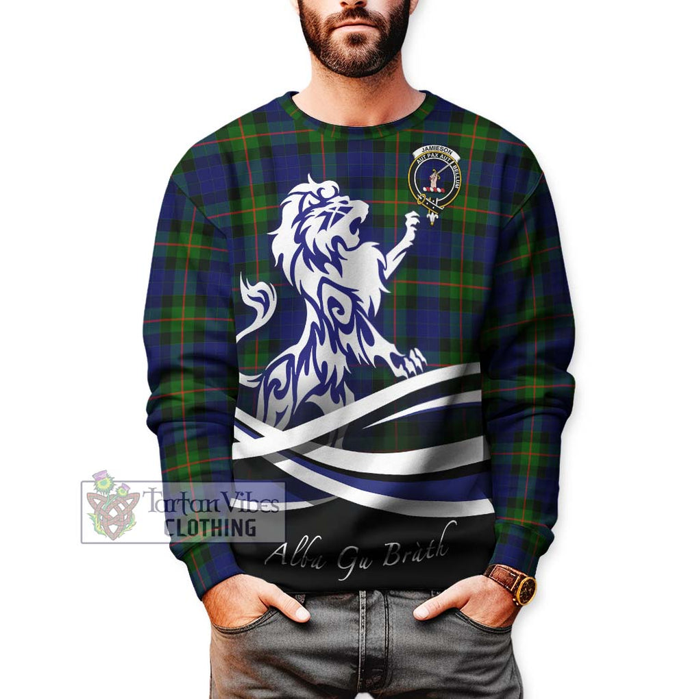 Jamieson Tartan Sweatshirt with Alba Gu Brath Regal Lion Emblem Unisex - Tartan Vibes Clothing