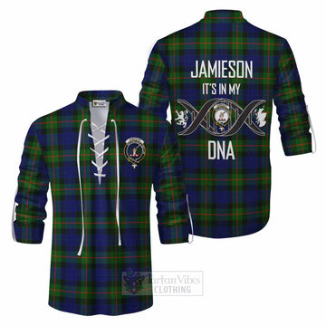 Jamieson Tartan Ghillie Kilt Shirt with Family Crest DNA In Me Style Men - Tartan Vibes Clothing