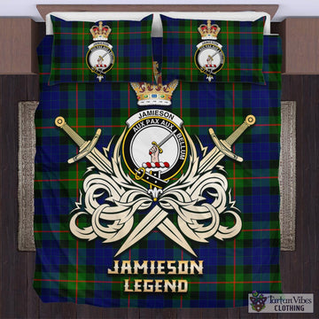 Jamieson Tartan Bedding Set with Clan Crest and the Golden Sword of Courageous Legacy