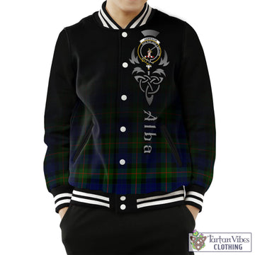 Jamieson Tartan Baseball Jacket Featuring Alba Gu Brath Family Crest Celtic Inspired Unisex - Tartan Vibes Clothing