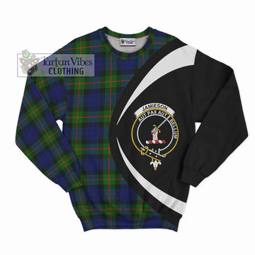 Jamieson Tartan Sweatshirt with Family Crest Circle Style Unisex - Tartan Vibes Clothing