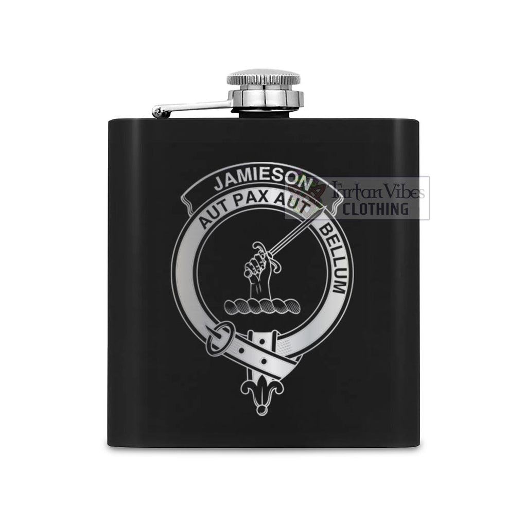 Jamieson Crest Hip Flask Set 7oz Black Stainless Steel with A Gift Box One Size 7oz - 2D-tartanvibesclothing