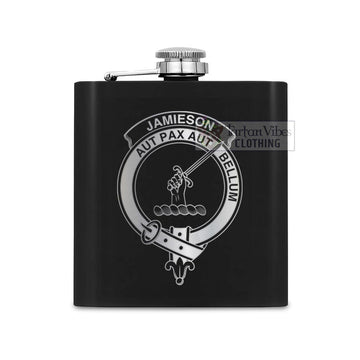 Jamieson Crest Hip Flask Set 7oz Black Stainless Steel with A Gift Box One Size 7oz - 2D-tartanvibesclothing