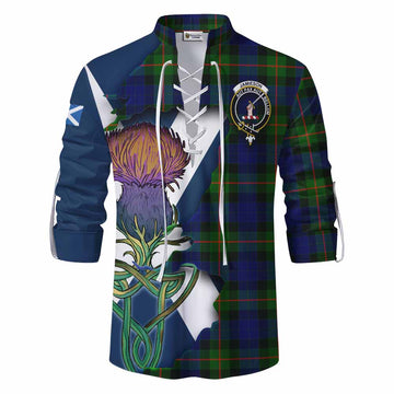 Jamieson Tartan Family Crest Ghillie Kilt Shirt Scottish Thistle Celtic Inspired Men - Tartan Vibes Clothing