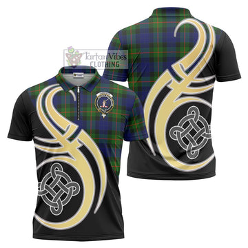 Jamieson Tartan Zipper Polo Shirt with Family Crest and Celtic Symbol Style Unisex - Tartan Vibes Clothing