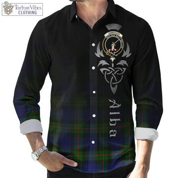 Jamieson Tartan Long Sleeve Button Up Featuring Alba Gu Brath Family Crest Celtic Inspired Men's Shirt - Tartan Vibes Clothing