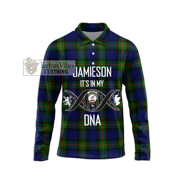 Jamieson Tartan Long Sleeve Polo Shirt with Family Crest DNA In Me Style Unisex - Tartan Vibes Clothing