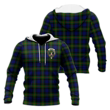 Jamieson Tartan Knitted Hoodie with Family Crest