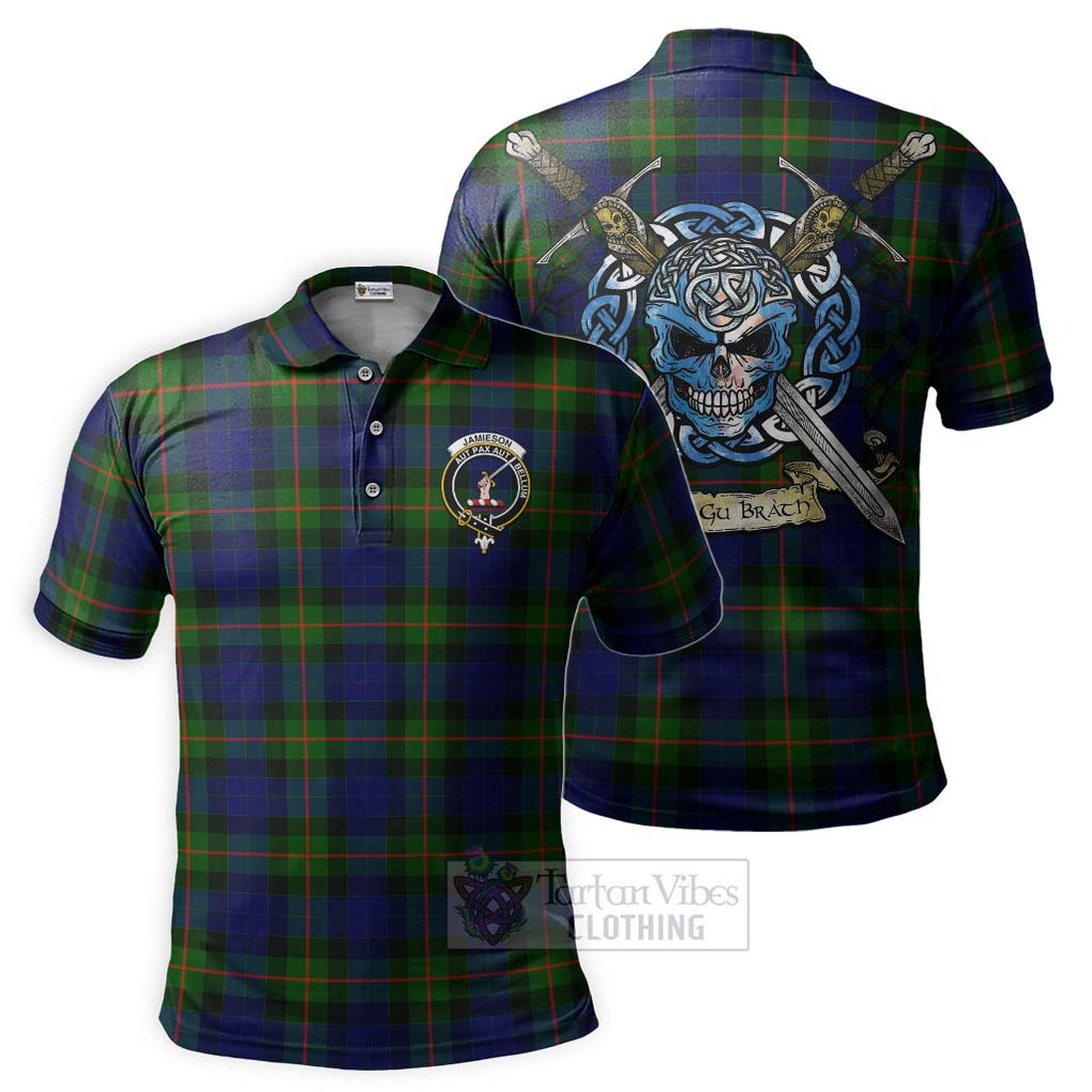 Jamieson Tartan Polo Shirt with Family Crest Celtic Skull Style Kid - Tartan Vibes Clothing