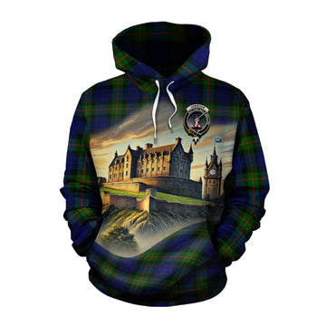 Jamieson Tartan Family Crest Cotton Hoodie with Scottish Ancient Castle Style Pullover Hoodie XS - Tartan Vibes Clothing