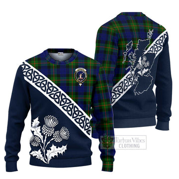 Jamieson Tartan Ugly Sweater Featuring Thistle and Scotland Map Unisex - Tartan Vibes Clothing