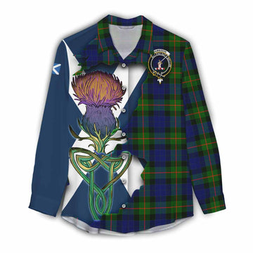 Jamieson Tartan Family Crest Women's Casual Shirt Scottish Thistle Celtic Inspired Female - Tartan Vibes Clothing