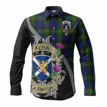 Jamieson Tartan Family Crest Long Sleeve Button Shirt Lion Rampant Royal Thistle Shield Celtic Inspired Men's Shirt S - Tartan Vibes Clothing
