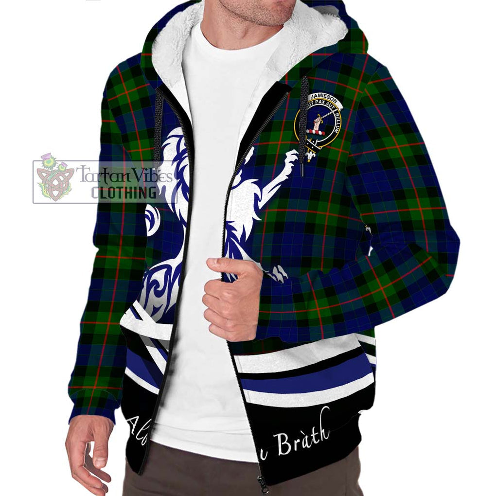 Jamieson Tartan Sherpa Hoodie with Alba Gu Brath Regal Lion Emblem Unisex S - Tartan Vibes Clothing