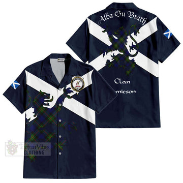 Jamieson Tartan Lion Rampant Hawaiian Shirt Proudly Display Your Heritage with Alba Gu Brath and Clan Name Kid - Tartan Vibes Clothing