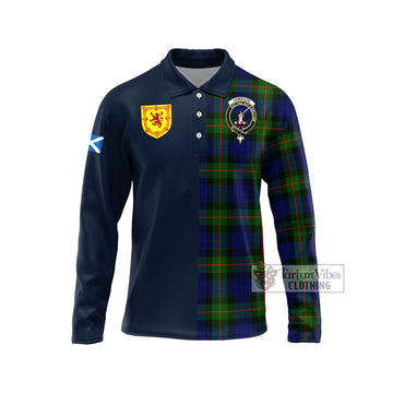 Jamieson Tartan Long Sleeve Polo Shirt Alba with Scottish Lion Royal Arm Half Style Unisex - Tartan Vibes Clothing