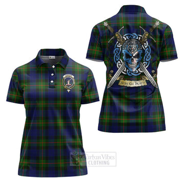 Jamieson Tartan Women's Polo Shirt with Family Crest Celtic Skull Style Women - Tartan Vibes Clothing