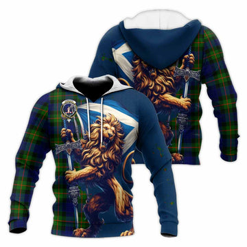Jamieson Tartan Family Crest Knitted Hoodie with Scottish Majestic Lion Unisex Knitted Pullover Hoodie - Tartan Vibes Clothing
