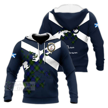 Jamieson Tartan Lion Rampant Knitted Hoodie Proudly Display Your Heritage with Alba Gu Brath and Clan Name Unisex Knitted Pullover Hoodie - Tartan Vibes Clothing
