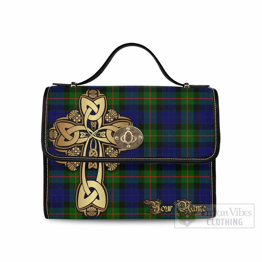 Tartan Vibes Clothing Jamieson Tartan Waterproof Canvas Bag Golden Thistle Celtic Cross Style
