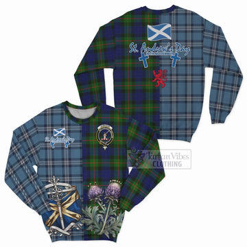 Jamieson Tartan Sweatshirt Happy St. Andrew's Day Half Tartan Style Unisex - Tartan Vibes Clothing