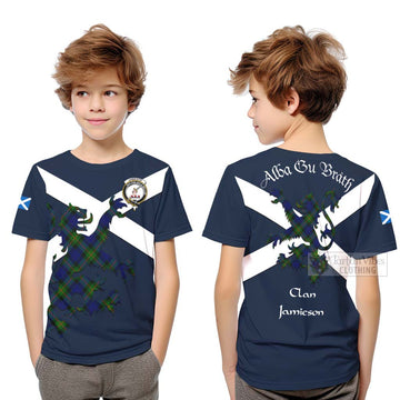 Jamieson Tartan Lion Rampant Kid T-Shirt Proudly Display Your Heritage with Alba Gu Brath and Clan Name Youth XL Size14 - Tartan Vibes Clothing