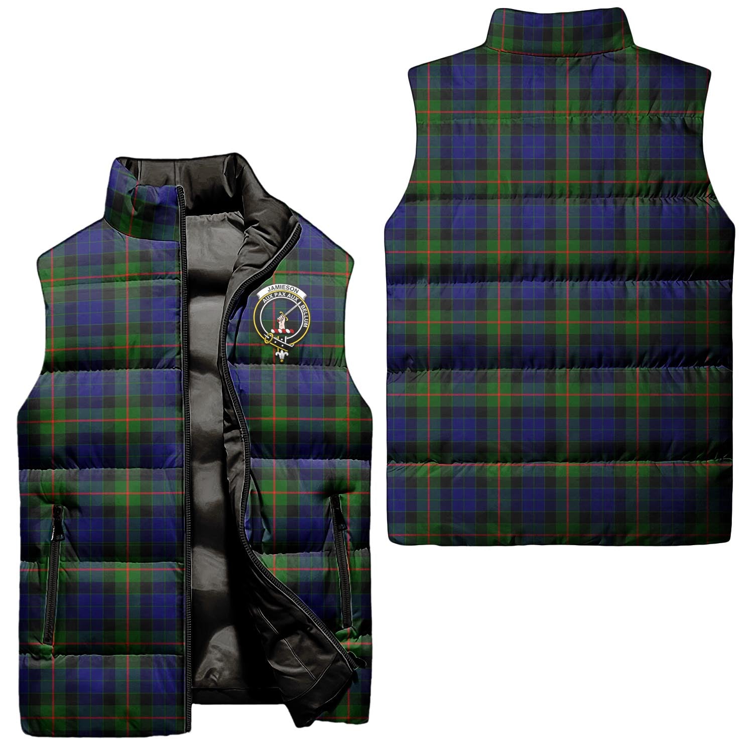 Jamieson Tartan Sleeveless Puffer Jacket with Family Crest Unisex - Tartanvibesclothing