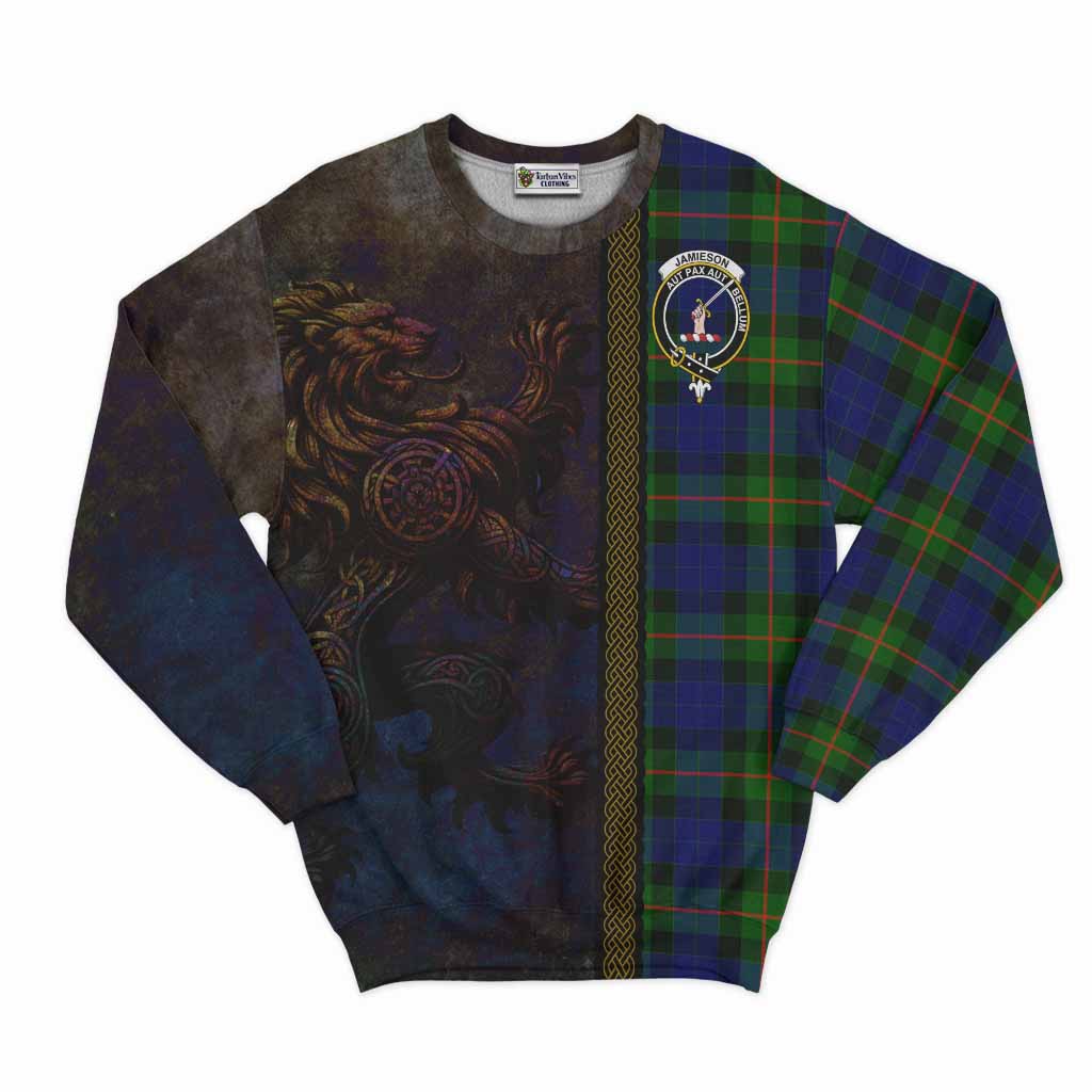 Jamieson Tartan Family Crest Sweatshirt Alba Gu Brath Be Brave Lion Ancient Style Unisex - Tartan Vibes Clothing