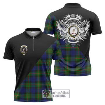 Jamieson Tartan Zipper Polo Shirt with Family Crest and Military Logo Style Unisex - Tartan Vibes Clothing