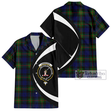 Jamieson Tartan Hawaiian Shirt with Family Crest Circle Style Kid - Tartan Vibes Clothing