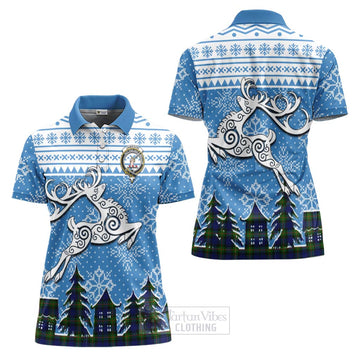 Jamieson Clan Christmas Women's Polo Shirt Celtic Reindeer Style Women - Tartan Vibes Clothing